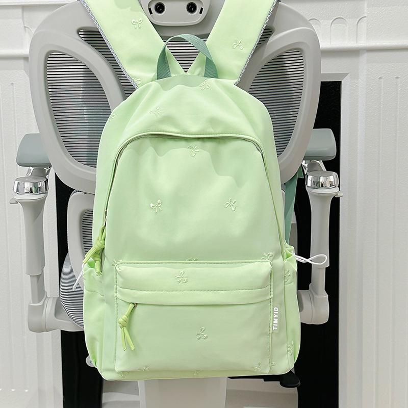 Girls' Versatile Shoulder Bag: Cute Embroidered Bow Backpack for Students and Travel