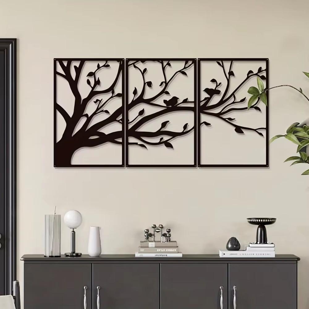 3pcs/set Tree Of Life Metal Wall Art - Branches Decor for Living Room & Office Wall Decoration