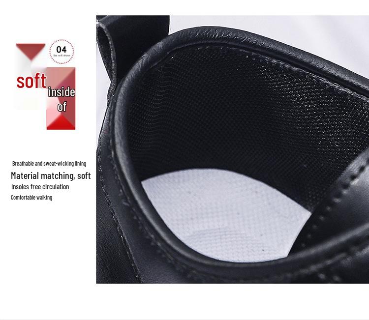 Men's Spring Black Leather Waterproof Work Shoes - Versatile Korean Style Chef Shoes