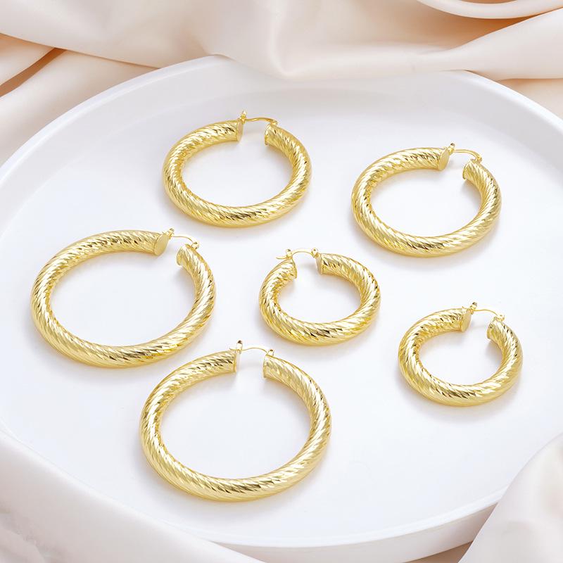 Gold-Plated Silver Cable Knit Hoop Earrings for Women - Trendy European and American Style Ear Ornaments