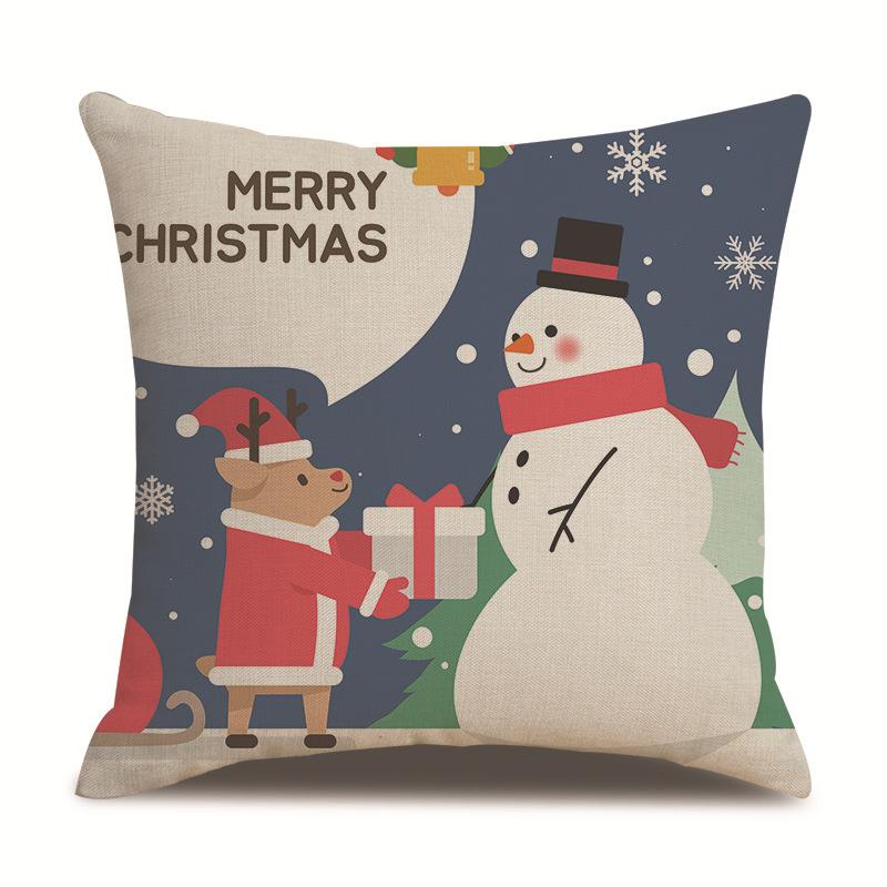 Christmas Pattern Single Sided Linen Pillow Case Living Room Pillow Case Bed Pillow Case Bedroom Pillow Case