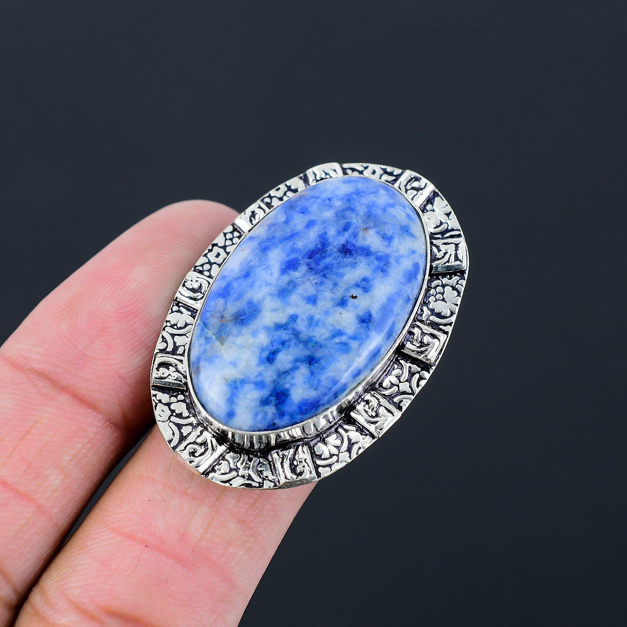 

Sodalite Stone Promise Solitaire Sister Statement Ring Jewelry Size 8 925 Silver 8