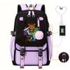 Personality Trend Cartoon Printing Double Shoulder College Style Student Leisure Schoolbag Multi-function Large Capacity