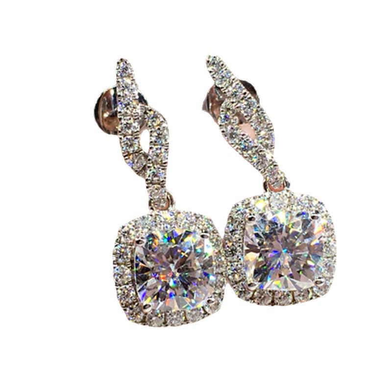 Exquisite Full Diamond Zircon Square Earrings - Versatile Street Style for Women