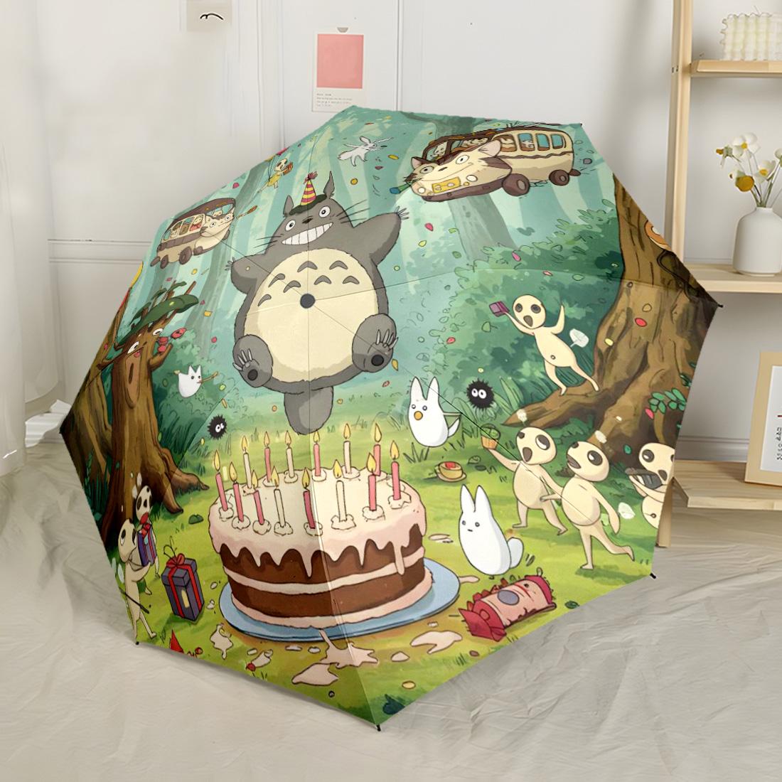 

My Neighbor Totoro Adventure Portable Automatic Umbrella Retractable Design with 8-Rib Durability Foldable Design All-Season Use Fashionable
