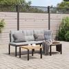 VidaXL Garden Bench Set with Cushions 3 Pcs Black, Outdoor Furniture Set, Garden Picnic Set, 3283648