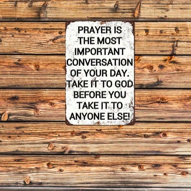 Metal Wall Art Decor, Farmhouse Prayer Quote Scripture Poster for Kitchen
