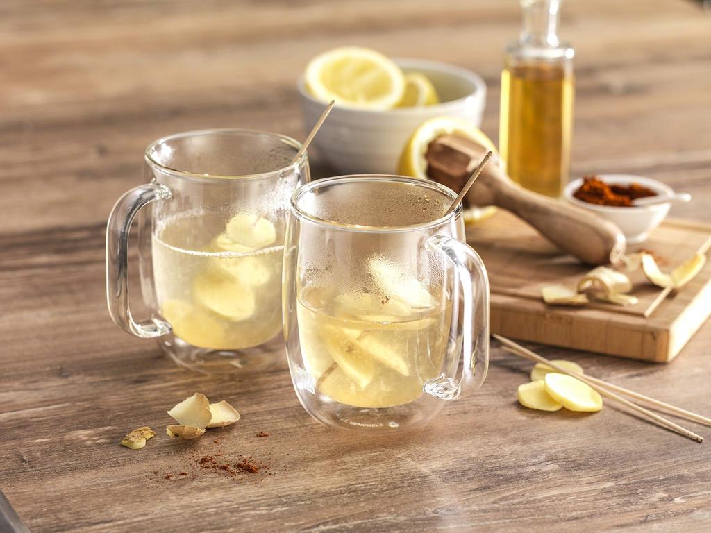 ZWILLING Sorrento Double Wall Glass Coffee Mug 350ml 2pcs Set - Insulated, Keeps Drinks Hot or Cold, Double-Walled, with Handle, Microwave Safe. [Offi