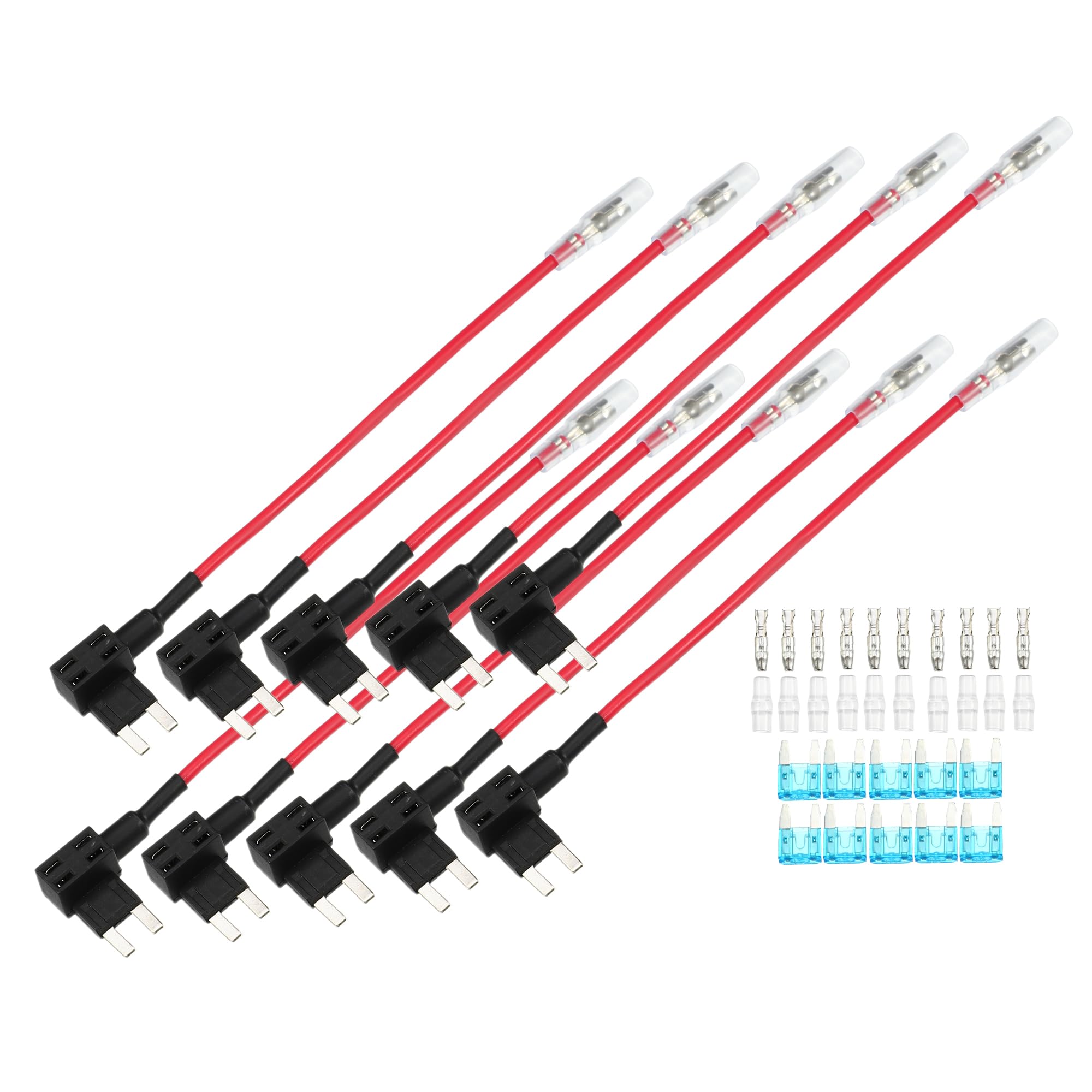 X AUTOHAUX Адаптер-разветвитель предохранителя Комплект предохранителей Мини с предохранителем типа 15А для автомобиля Лодки 32В 10 Комплектов