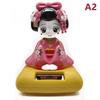 Solar Powered Japanese-Style Doll Car Ornament Kimono Girl Shaking Head Nod Head Cartoon Doll Dashboard Cute Car Decor
