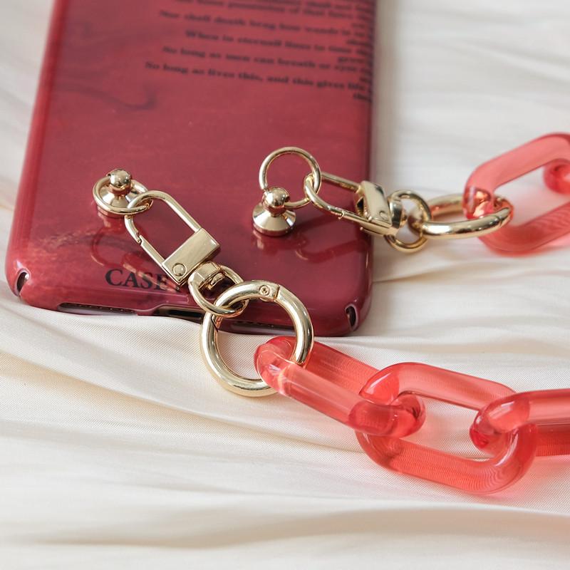 New Phone Accessory Detachable Parts Chain Matte White Crossbody Resin Luxury Strap Phone Case Chains Candy Neon Acrylic Shoulder Chain