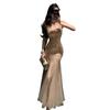 Summer New Heavy Industry Sequined Stitching Mesh Fishtail Skirt Seaside Vacation Suspender Dress Birthday Dress Morning Robe