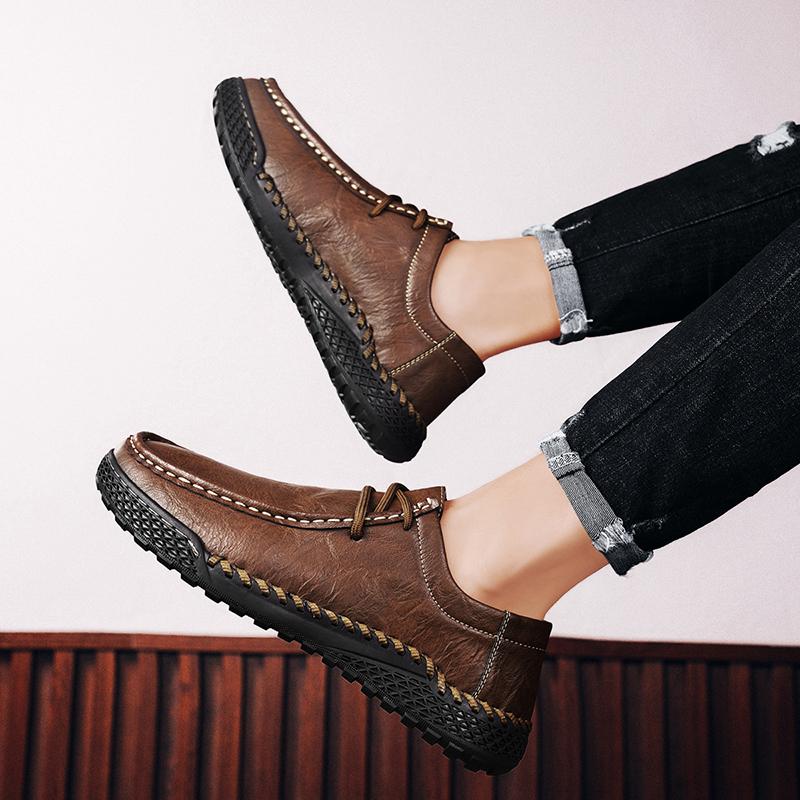 Fashion Men's oxfords shoes lace up Fashion Retro Low-top British Style Work Shoes outdoor Casual Leather Breathable Boat Shoes men