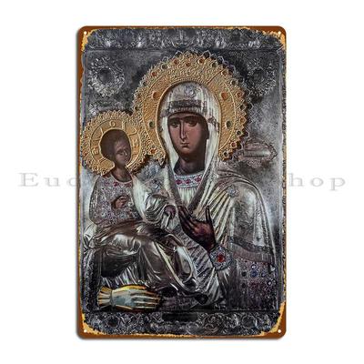 Kirchenikone von Mutter Gottes Maria und dem Kind Jesus Christus Metallschilder Wanddekor Benutzerdefiniertes Poster Party Garage Blechschild Poster