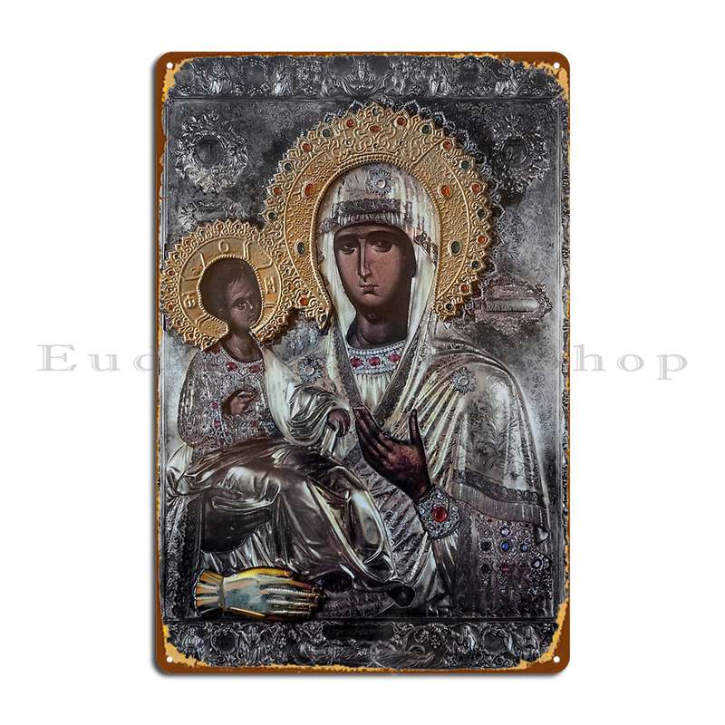 

Church Icon Of Mother Of God Mary And Child Jesus Christ Metal Signs Wall Decor Custom Poster Party Garage Tin Sign Poster 20x30cm（7.8x11.8inch）