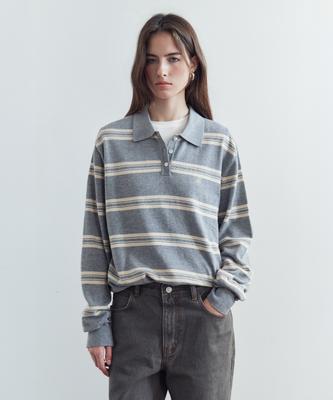 SIYAZU Sikn2136 Classic Striped Collar Knit_Melange Gray