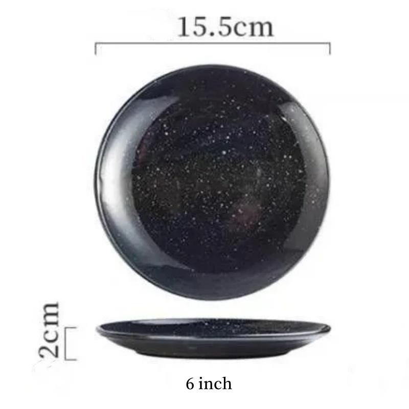 Multifunction Black Ellipse Circle Dinner Plate Under-Glazed Ceramic Dessert Tray Steak Pasta Dish Dinnerware Microwave Safe