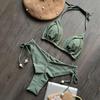 2 Teile/satz Sexy Frauen Bikini Set Einfarbig Halter Bh Hohe Taille Spitze-up Slip Set Push-Up Badeanzug schnell Trocknend Strand Tragen
