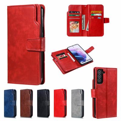 Suitable for Samsung S21plus Leather Case A02S Nine-card Card Wallet Holder Protective Case A12 Clamshell Leather Case