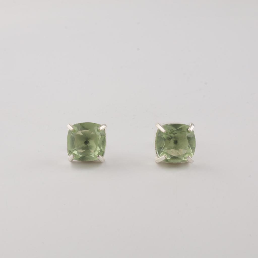 Green Amethyst Gemstone 925 Sterling Silver Jewelry Handmade Studs, Light-Weight Earring 1" For Her EE-181-12