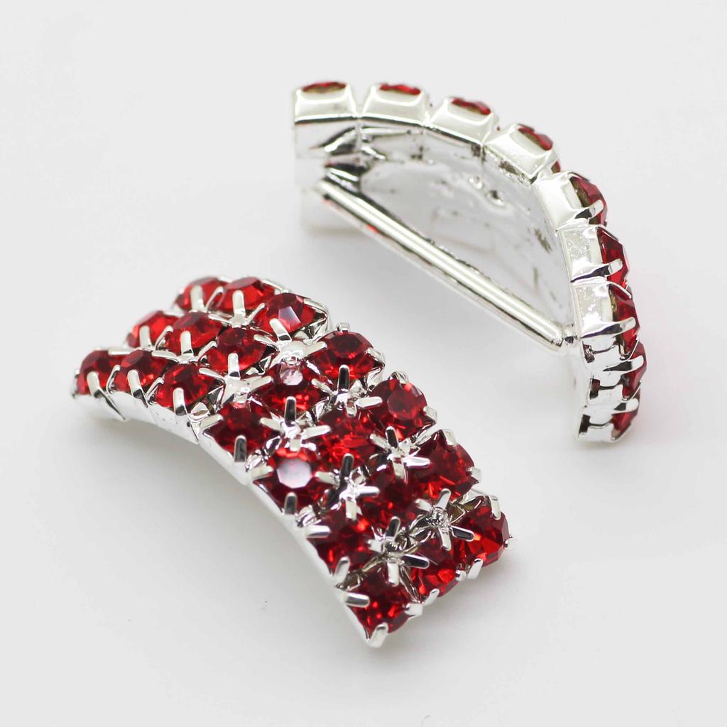 New 10Pcs/set 20mm*8mm Arched Rhinestone Buckles Diamond Buttons Plated Silver Square Invited To the Wedding Ribbon Slider