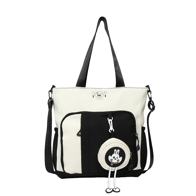 

Сумка-тоут с цветными блоками, женская сумка через плечо, студенческая сумка большой вместимости чёрный