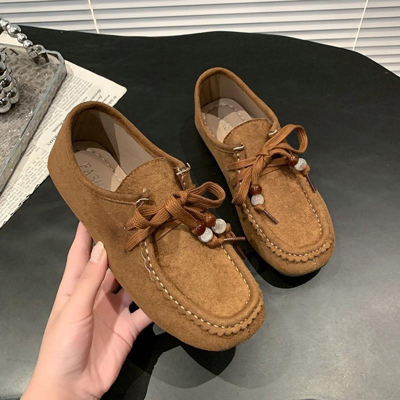 Fashion Luxury Brands Vintage Women's Loafers 2025 New Style Round Head Low Top Thick Bottom Casual Single Shoes Leather Small Shoes