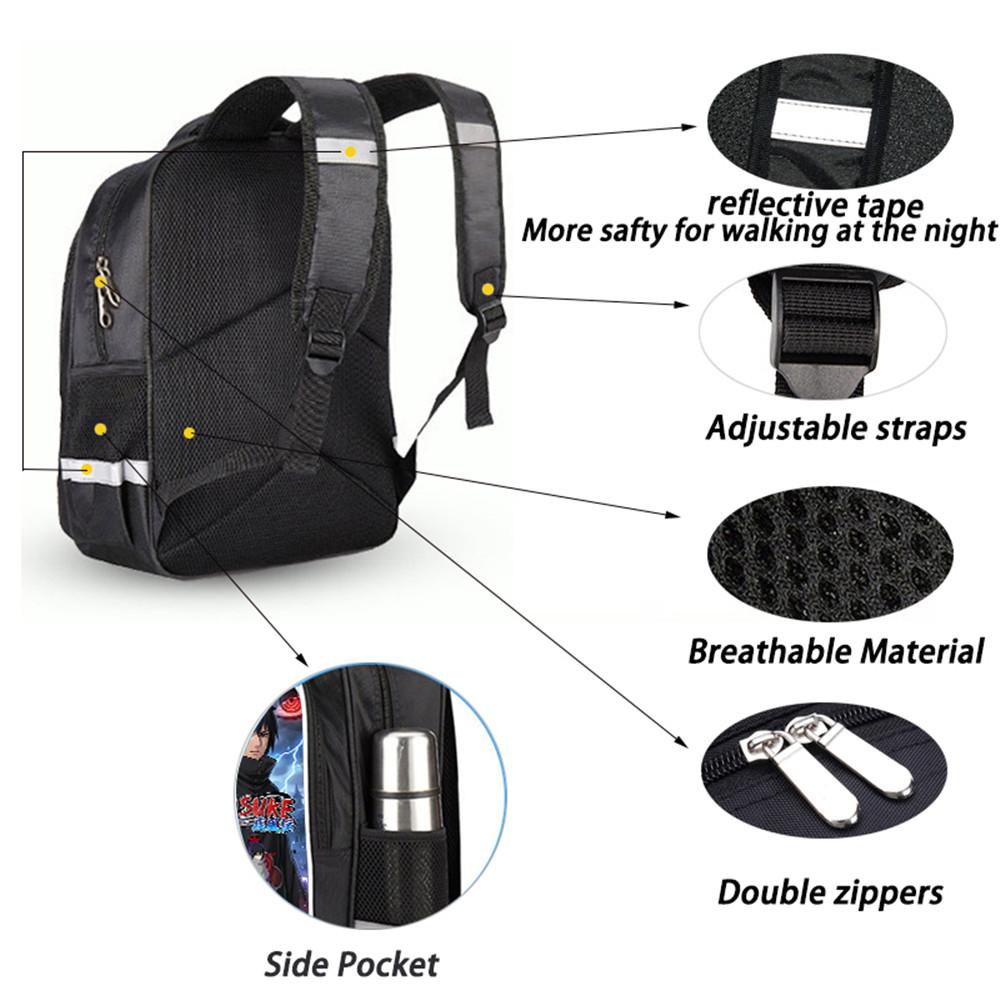 NARUTO Anime Student Backpack Mochila, Dual Zipper Pockets, Durable Lightweight 16-inch Kids Backpack for Boys & Girls Ages 5-10