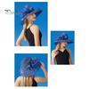 Chapeau de soleil à large bord en organza avec fleurs et plumes, protection UV, matériau translucide, pour femme