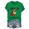 Women's Fashion Casual Printed Round Neck Short Sleeved Pullover T-Shirt Top