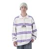 Li Ning Striped Polo Neck Loose Pullover Sweatshirt Unisex Sweatshirt Off-White Standard-White Bellflower-Purple AWDT721-1