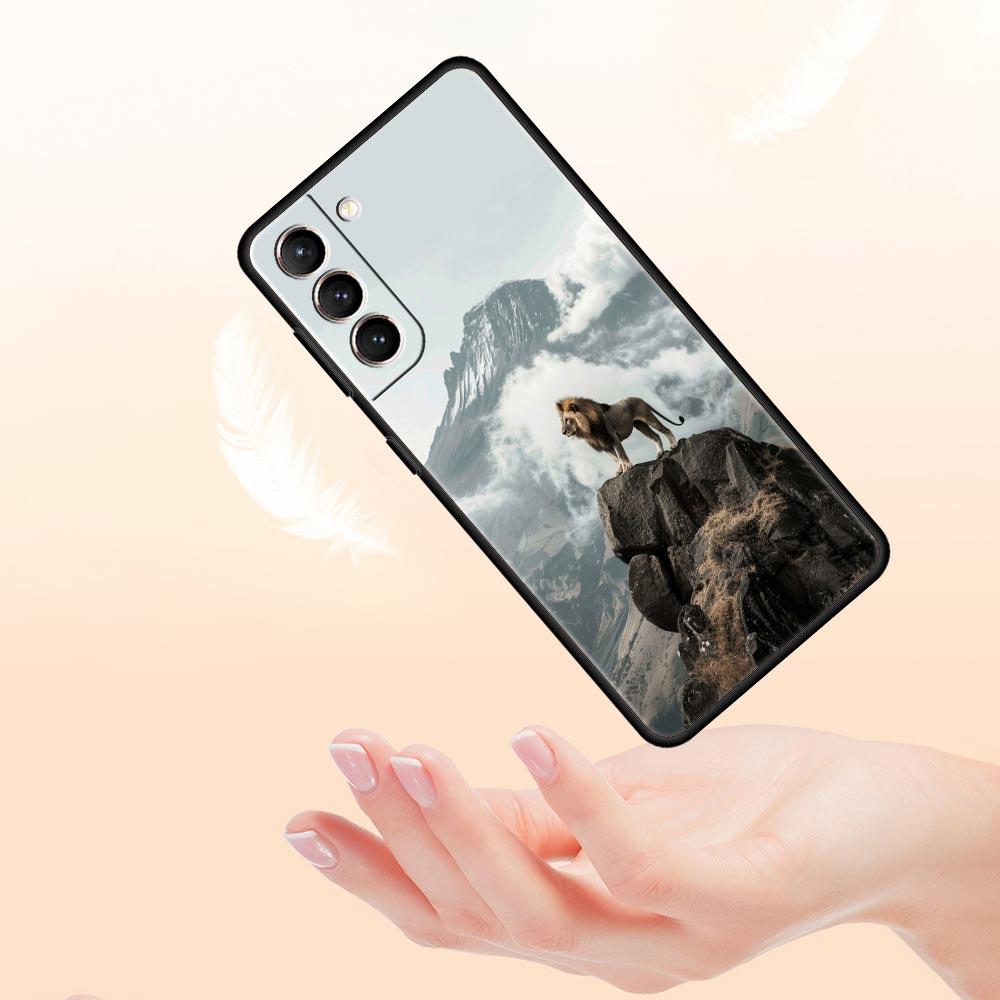 Lion King Animal Phone Case For Samsung Galaxy S26 Ultra S25 Plus S24 FE S23 S22 5G S21 S20 Cover Black Soft