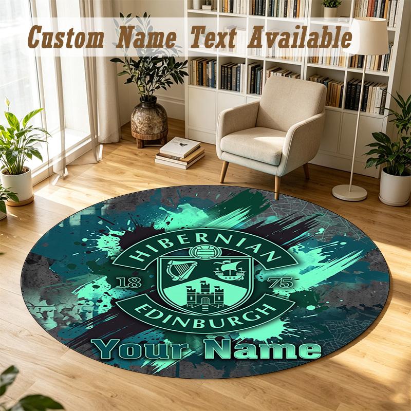 Round Rug Custom NameHibernian FC Pattern Non Slip Carpet Home Floor Decor