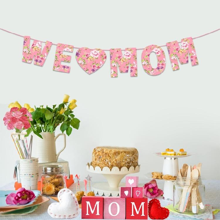 Mother’s Day Decoration Flag - Vibranted Color Bunting Supplies for Creating Celebration for Moms