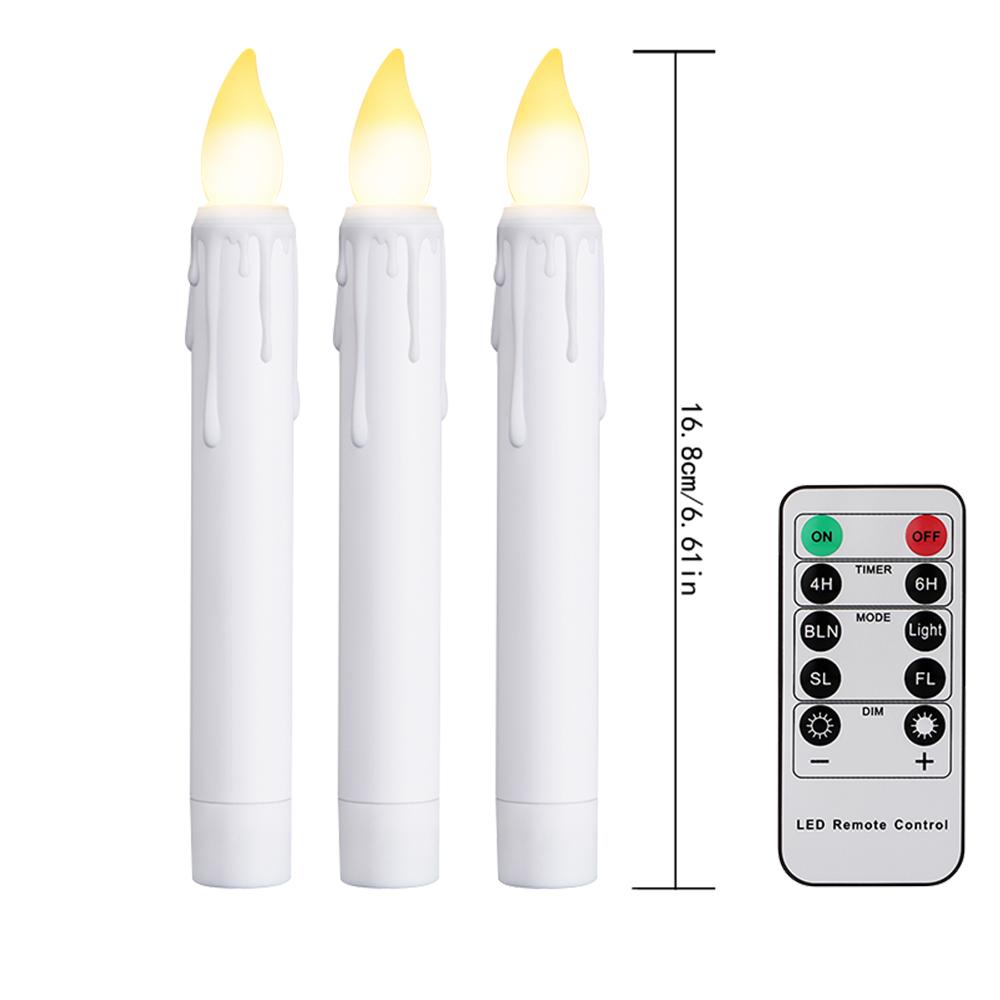 Elektronische Kerze mit Batterie-Timer und Fernbedienung, flammenlose LED-Kerzen, Tränenlicht, Hochzeitsessen, Heimdekoration, 21 cm