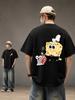 Black Oversized T-Shirt with SpongeBob Print
