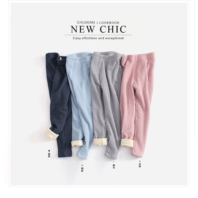 Children's Underwear Suit Medium and Large Baby Boys' Girl Pajamas Fall and Winter Warm Long Johns Top & Bottom Fleece Lined Padded Warm Keeping