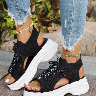 Fashion 2025 Fashion Lace-Up Women's Sandals Mesh Open Toe Summer Beach Casual Party Sandals Women Trendy Comfortable New Shoes Ladies