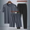 Men's Quick-Dry Ice Silk Round Neck Running Suit: 3-Piece Summer 2024 Bestseller