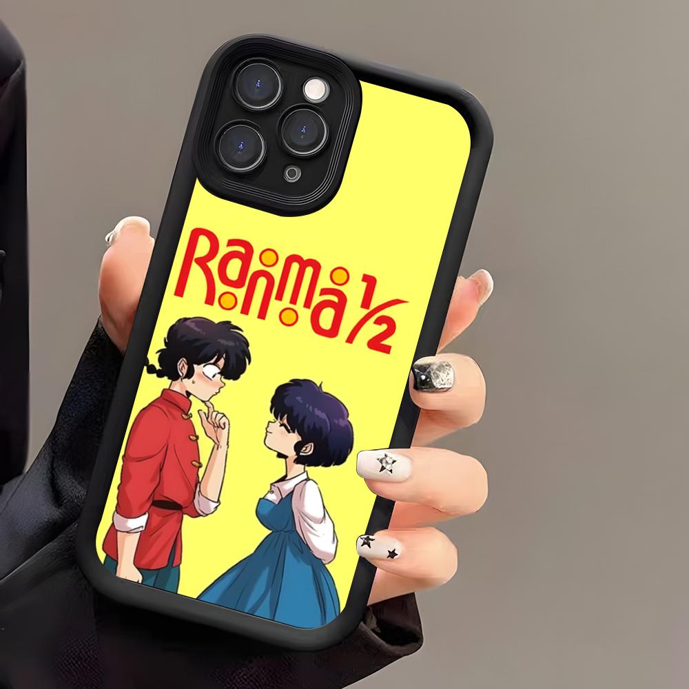 Cartoon R-Ranma 1 2 Phone Case For IPhone 17 Air 16 E 15 14 Plus 13 12 11 Pro Max Black Sky Eye Stepped Protective Case