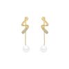 Explosive Light Luxury Diamond-encrusted Long Tassel Linen Gray Pearl Earrings Design Sense Earrings Premium Ears