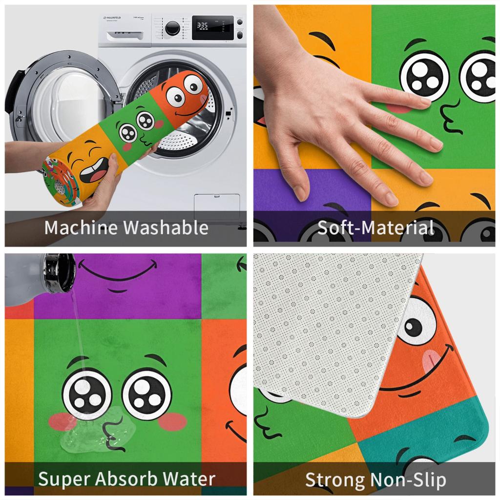 1pc Colorful Faces Christmas Decorations Non-slip Doormat Bath Mat Floor Carpet Welcome Rug Bedroom Decorative