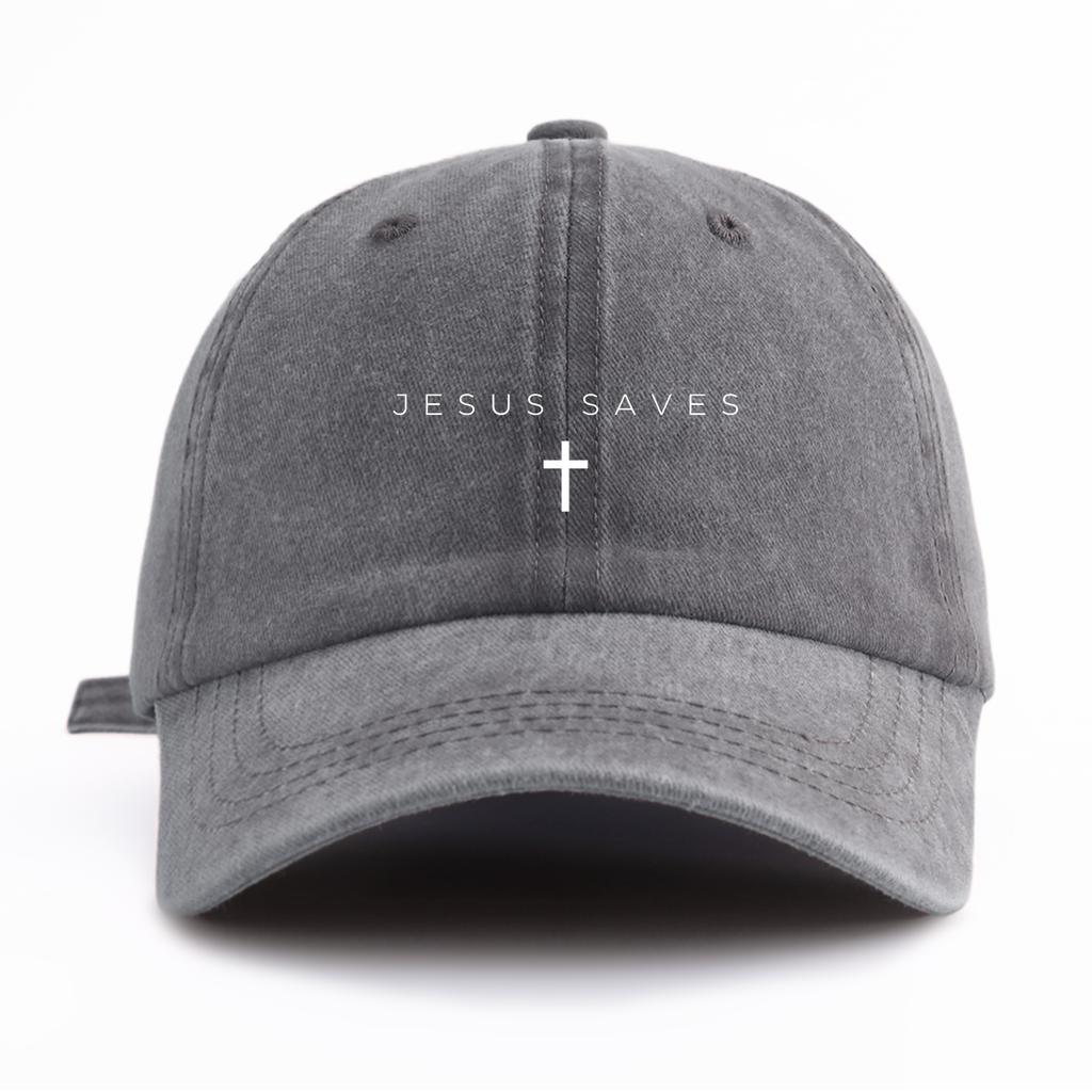 1 Stück JESUS RETTET Aufdruck Gewaschene Baseballkappe für Erwachsene Minimalistischer Retro-Stil Lässig Weich Verstellbar Papa-Hut Perfekt als Geschenk