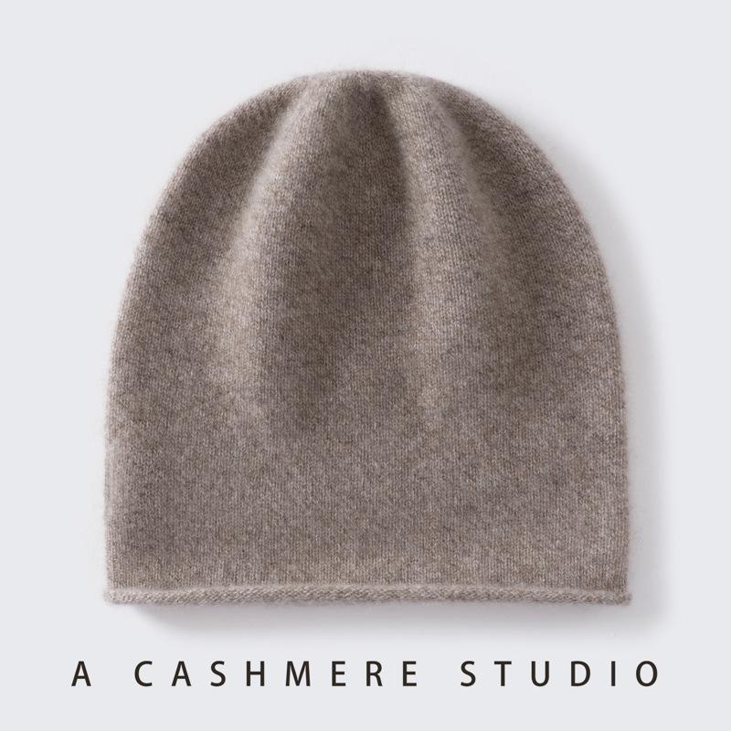 New% Pure Cashmere Hat Autumn and Winter Men's and Women's Pullover Ear Protection Knitted Headgear