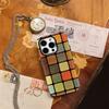 Color Block Mosaic Retro Mod Phone Case for IPhone 17AIR 16E 16 15 14 13 12 11 17 Pro Max Plus Double-layer Back Cover
