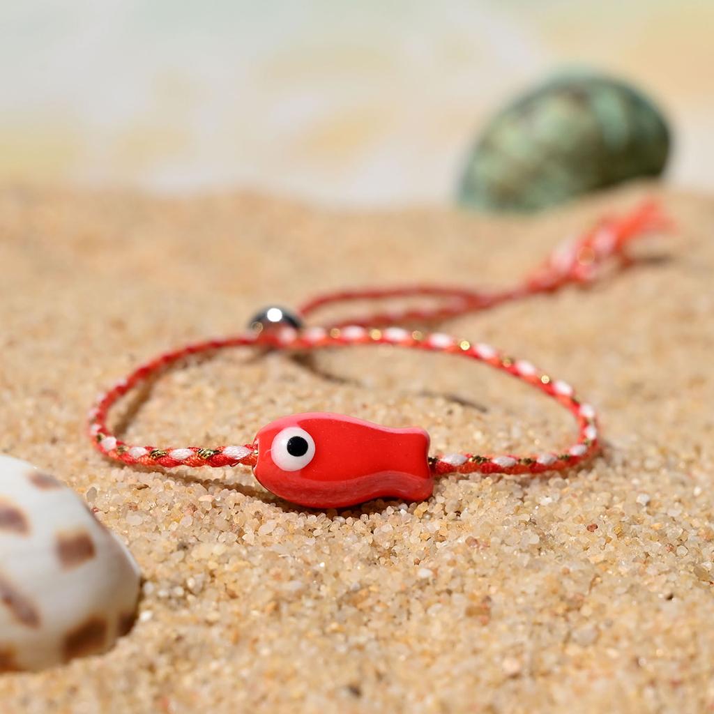 Trendy Multicolored Pull - String Ceramic Fish Bracelet Jewelry Women: Bohemian Style, Ideal for Wrist and Ankle