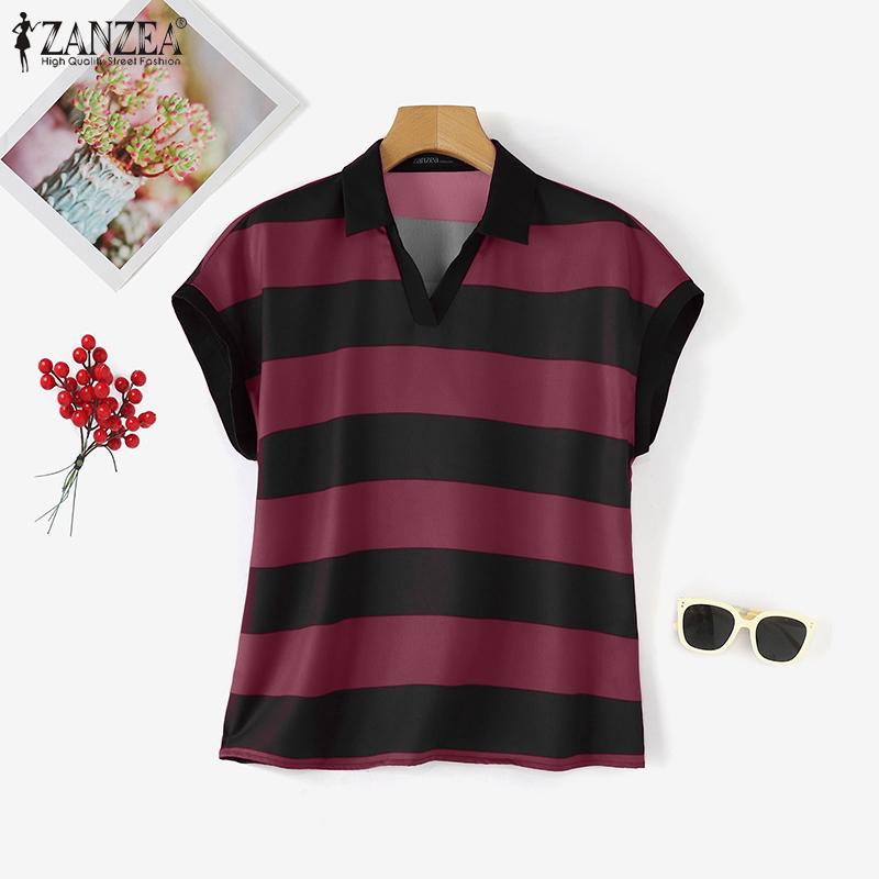 ZANZEA Dámská letní tílka bez rukávů s klopou a pruhy