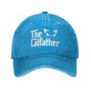 Vintage The CatFather Father Of Cats Funny Baseball Caps Unstructured Unisex Women Dad Gift Distressed Denim Sun Cap Activities Hat