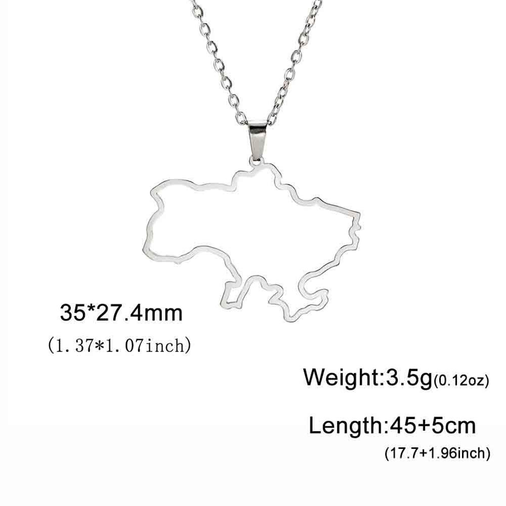 My Shape Ukraine Map Pendant Necklaces for Women Men Stainless Steel Outline Ukraine Flag Ukrainian Chain Necklace Jewelry Gifts 50cm