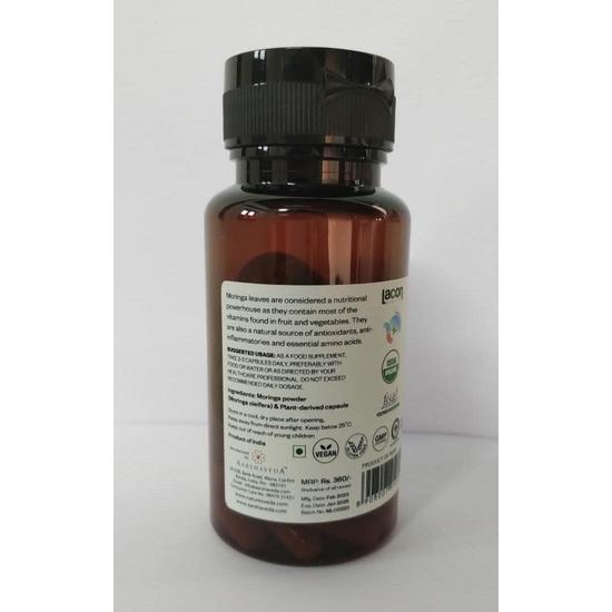 Aarshaveda Organic Moringa Veg Capsules 60-Tablets (400 Mg)